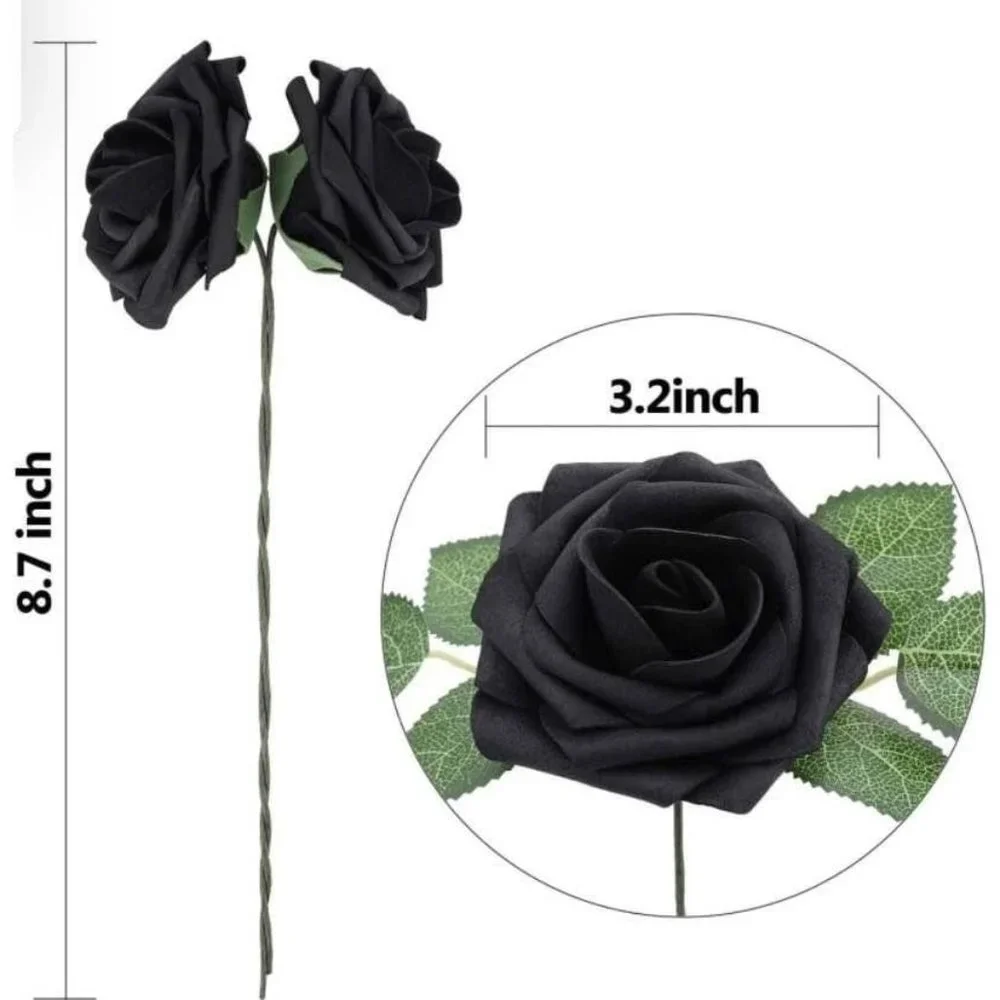 25 count Lings Black Roses Flowers Wedding Floral Bouquet Centerpiece ~ New